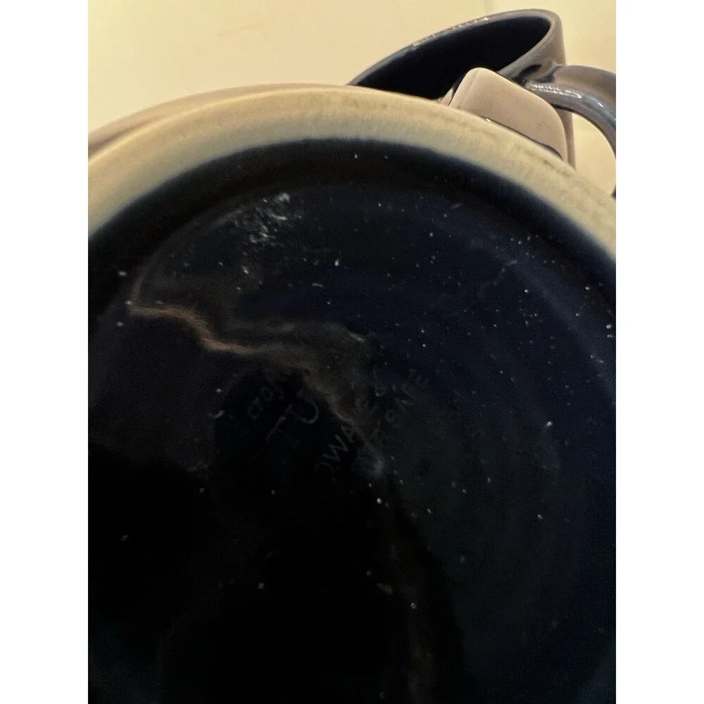 2 Pottery Barn Blue mugs Portugal mugs dark heavy coffee navy